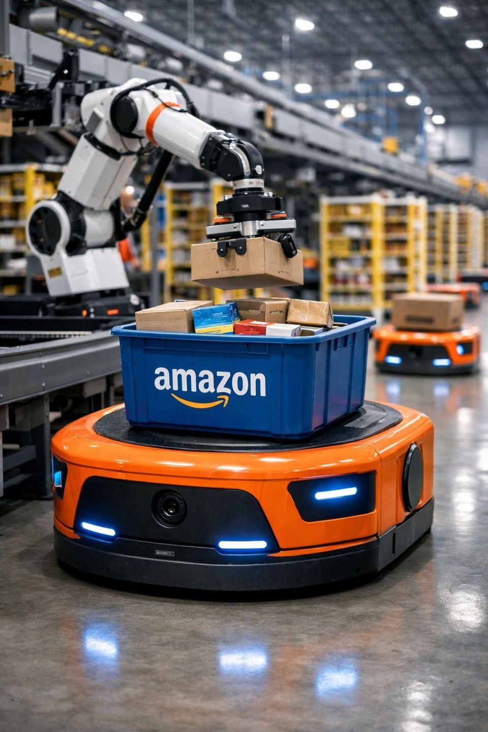 Amazon magazijn robot (AI gegenereerd)