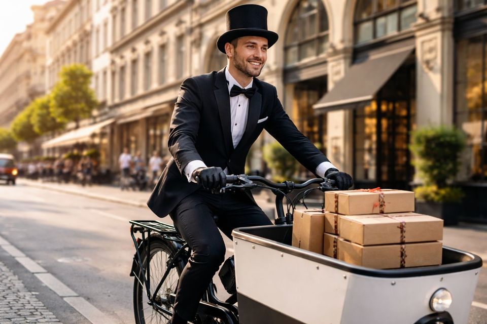 Fietskoerier in het Sparqle netwerk (AI gegenereerd)