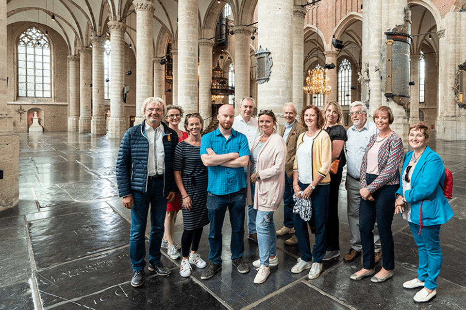 Belgische Fam-trip groep in Pieterskerk Leiden