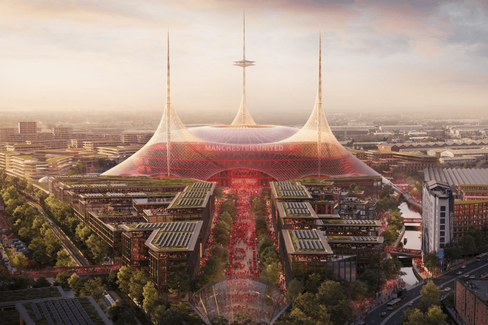Conceptueel ontwerp voor een nieuw Manchester United stadion
