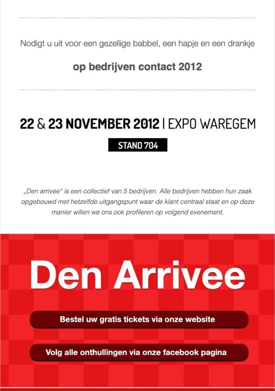 uitnodiging beurs voorbeeld Den Arrivee