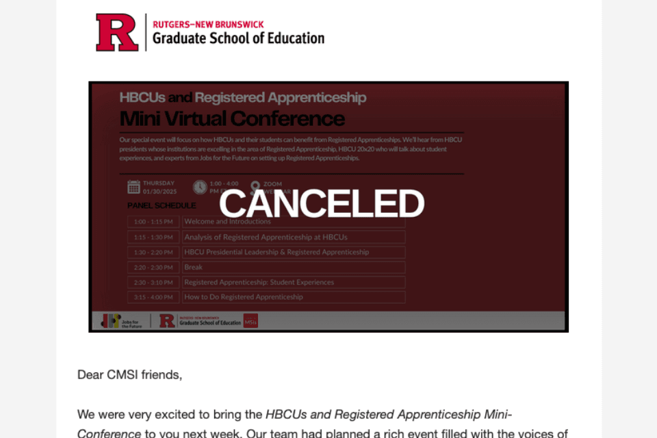 Diversiteitscongres HBCU conference geannuleerd