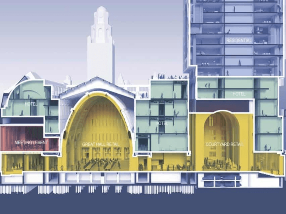 Dwarsdoorsnede blauwdruk POST Rotterdam