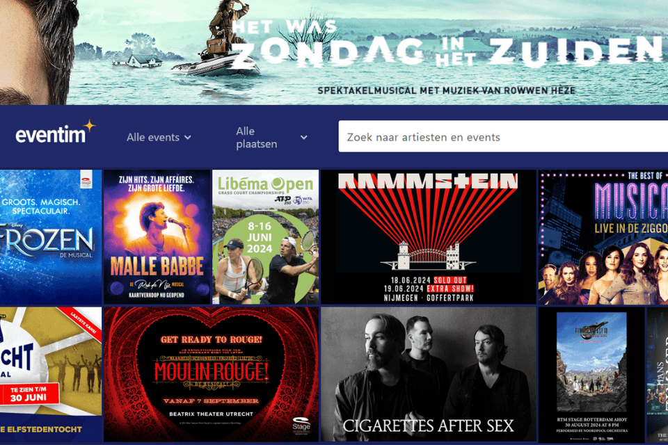 Eventim Nederland homepage