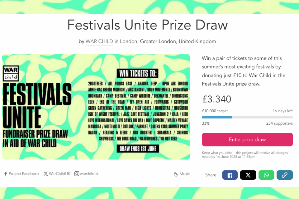 Festivals Unite for War Child