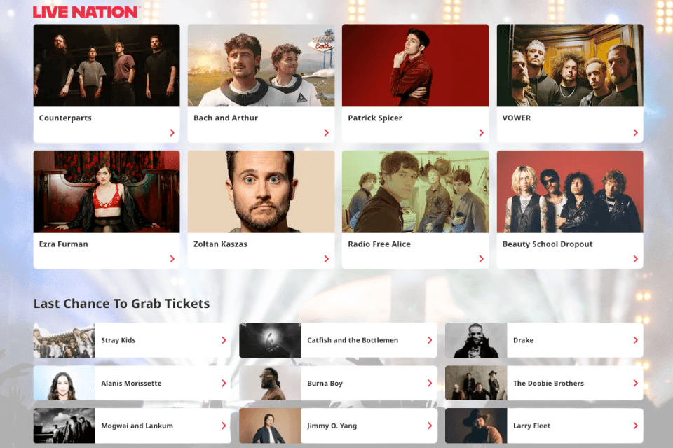 Live Nation concertkalender