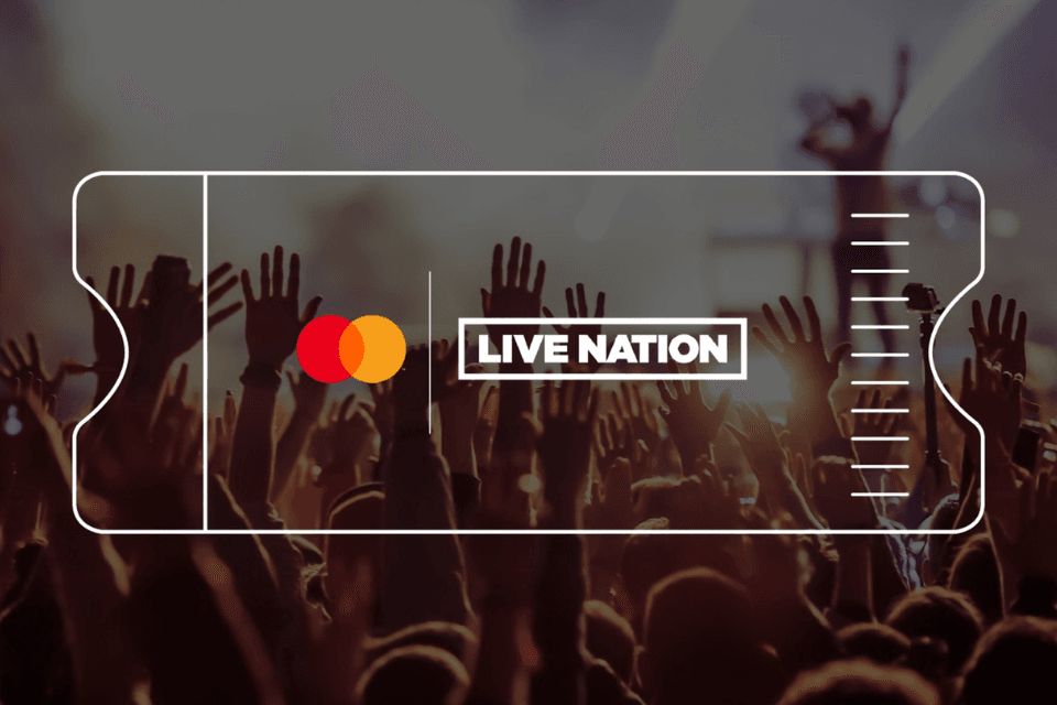 Logo's van Mastercard en Live Nation op getekend ticket