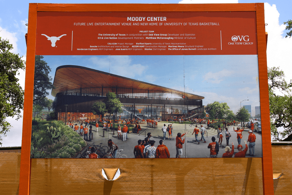 Moody Center Texas ontwikkeling door OVG