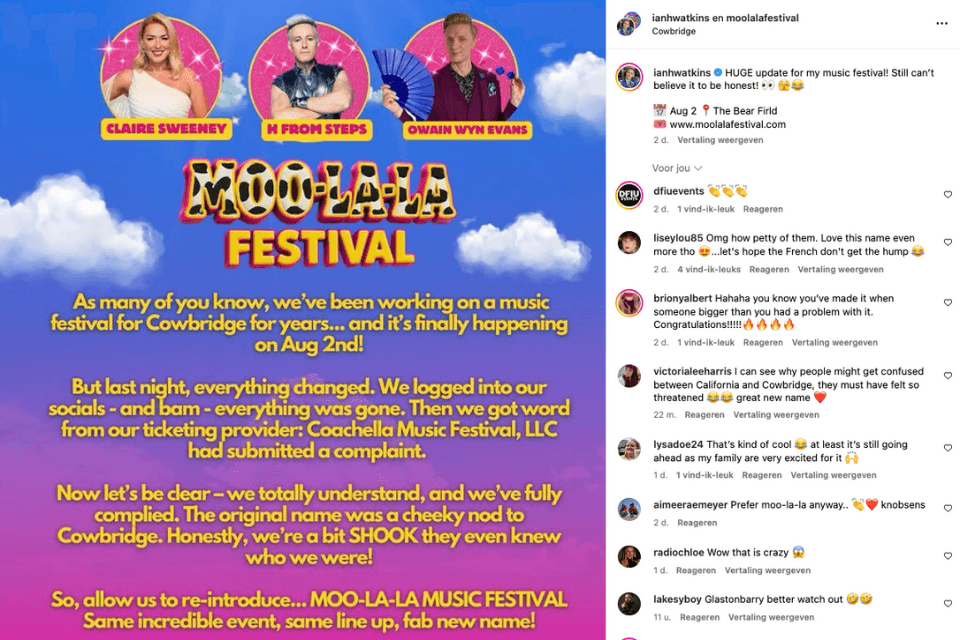 Naamswijziging Cowchella naar Moo-La-La