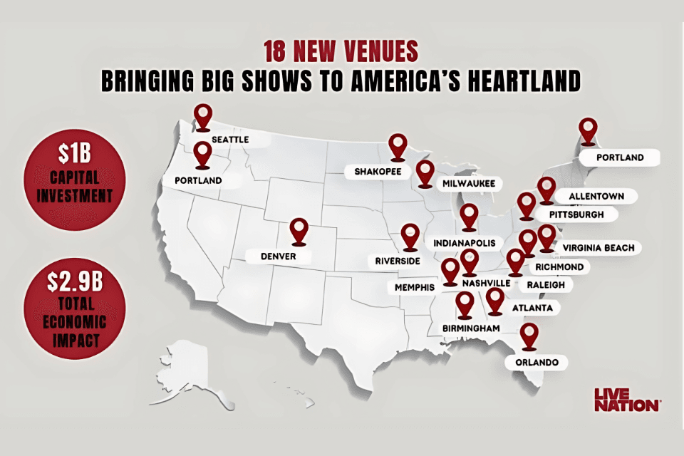 Nieuwe poppodia in de VS van Live Nation