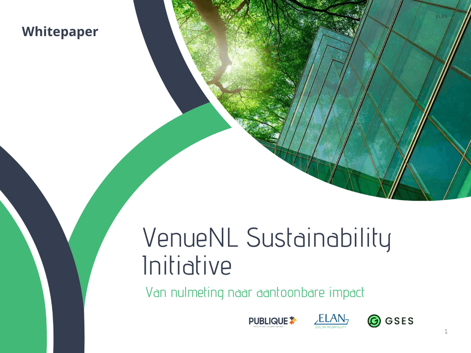 VenueNL Sustainability Initiative cover whitepaper