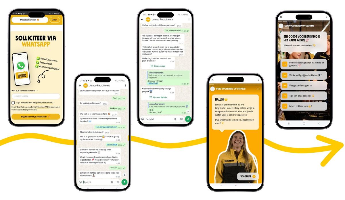 Jumbo lanceert WhatsApp-solliciteren voor bijbanen